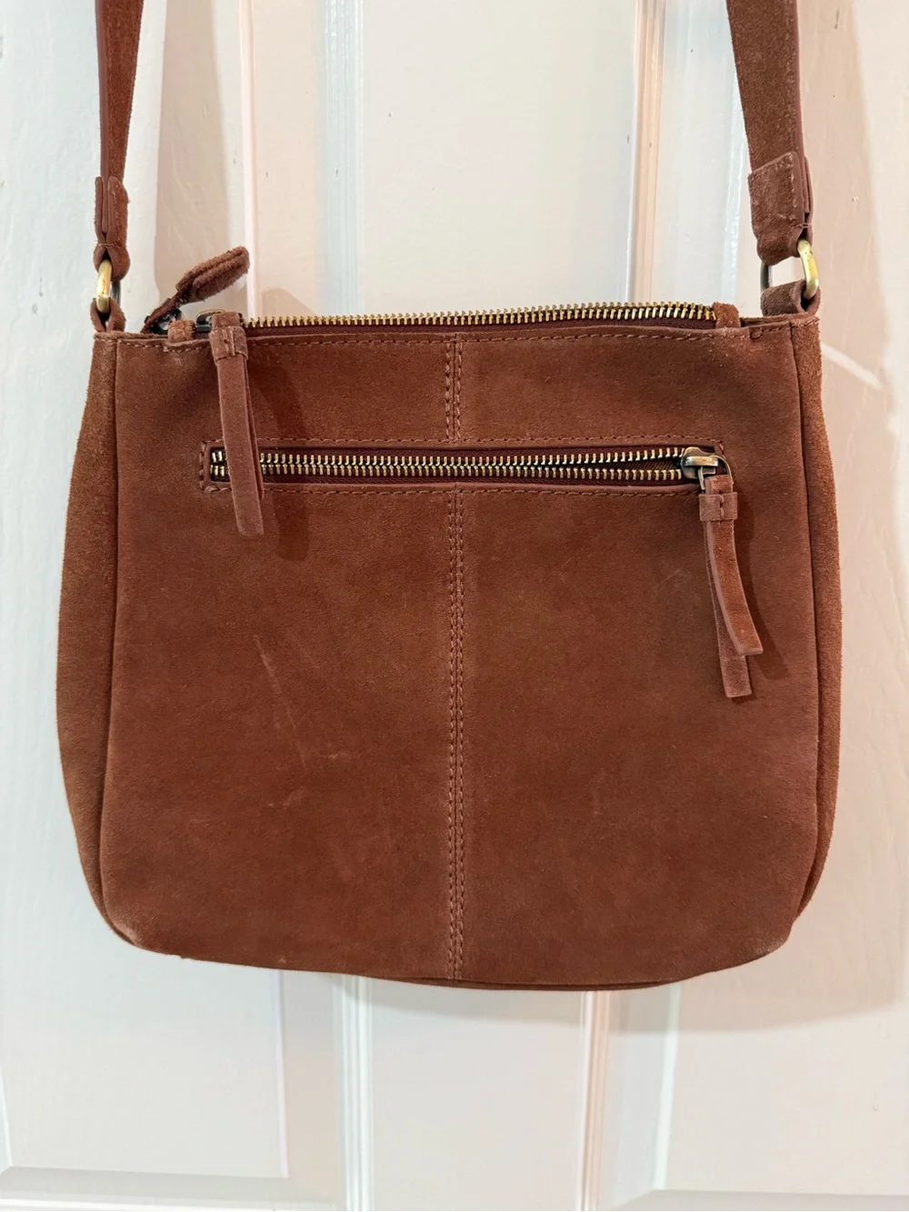 Zara Brown Suede Studded Crossbody Bag